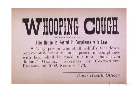 Cartel de cuarentena por Tos ferina. Principios del siglo XX. USA. Encontrado en allposteres.com