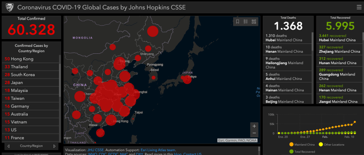 Recuento de casos a nivel mundial a 13-Feb-2020